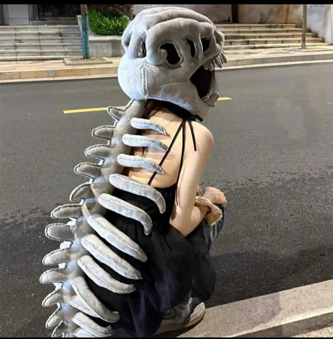 Wearable Dinosaur Skeleton Plush Costume – 3D Dino Cosplay Outfit